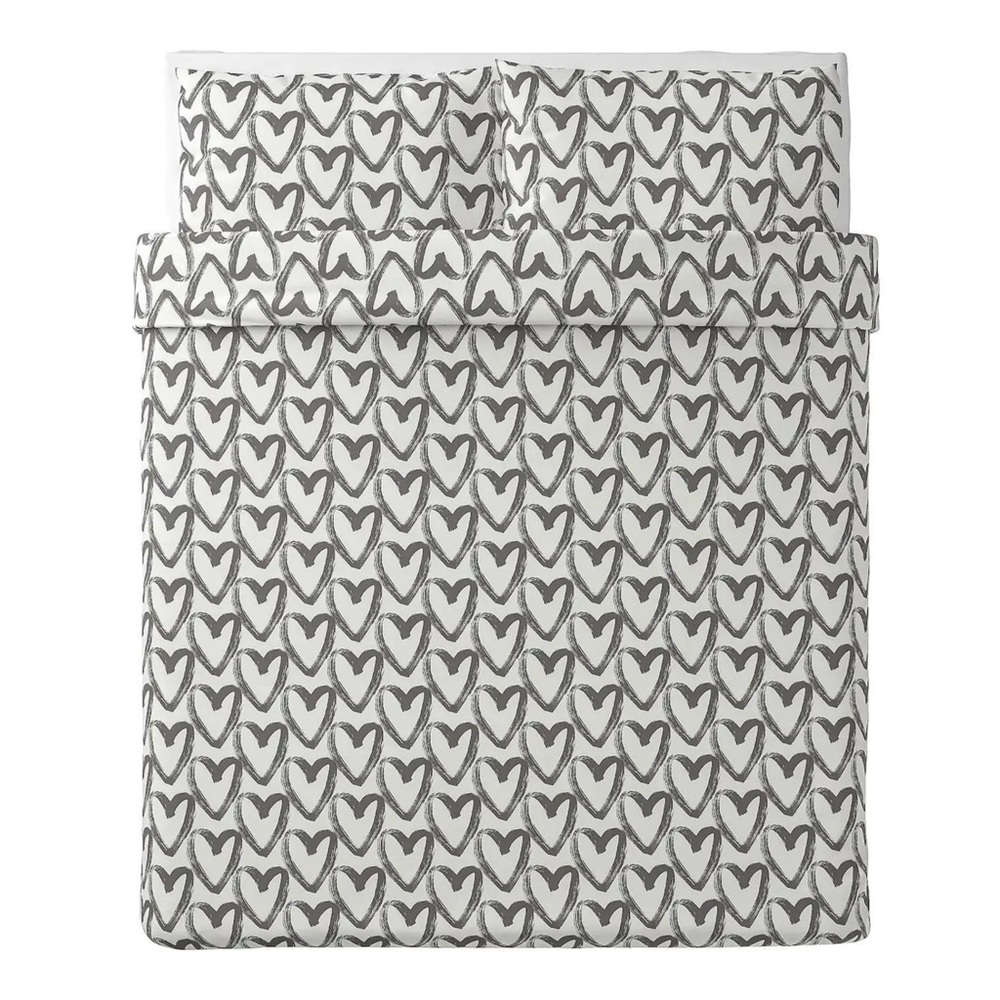 IKEA Duvet Cover + 2 Pillowcases (King)  Heart Valentine LYKTFIBBLA